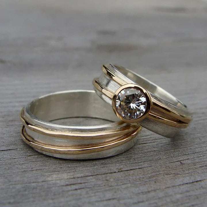 Set Anillo Fino con Cristal Vintage