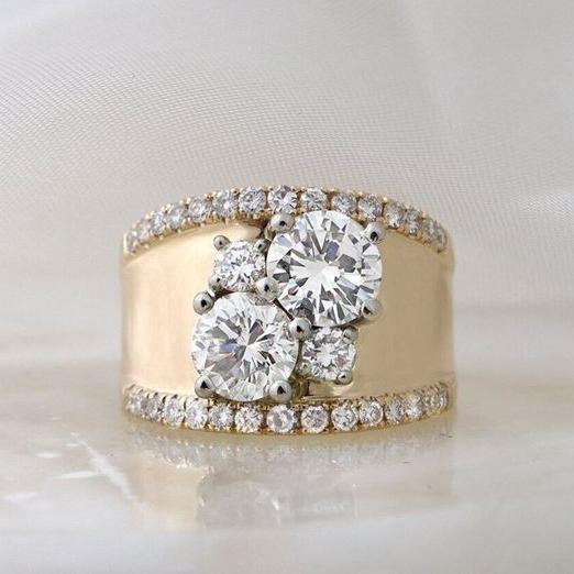 Anillo Brillante Dorado Vintage