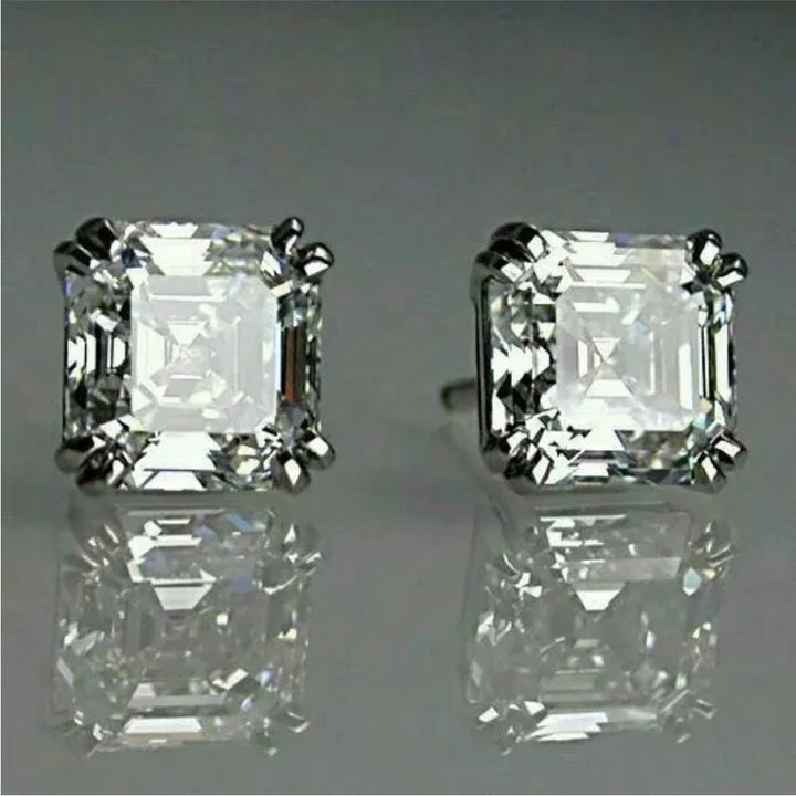 Pendientes Cúbicos Brillantes en Plata Vintage