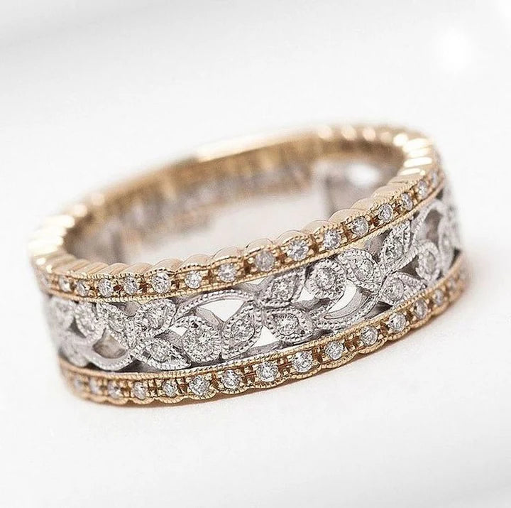 Anillo Hueco Brillante en Oro y Plata Vintage