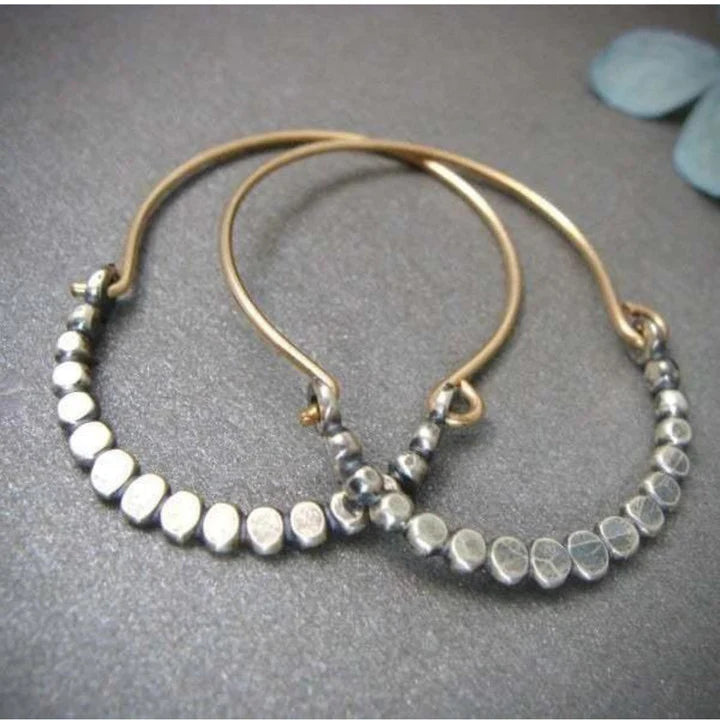 Pendientes Aros Plateados Cúbicos Vintage