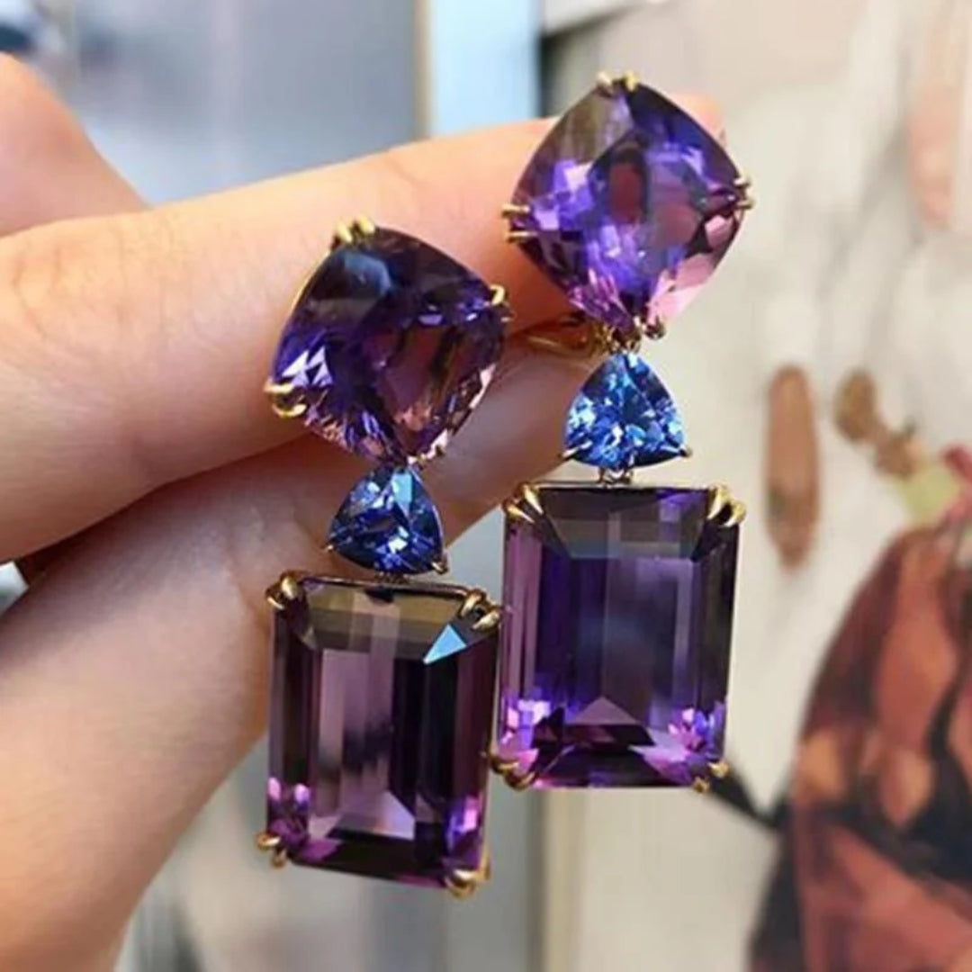 Pendientes Vintage Circonitas Moradas