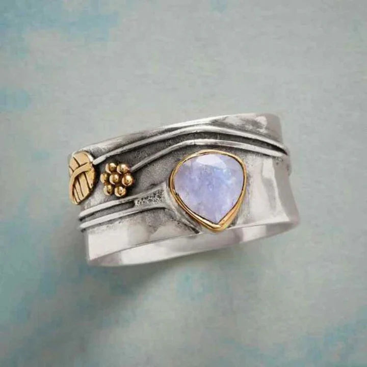 Anillo Gota de Piedra Lunar Vintage