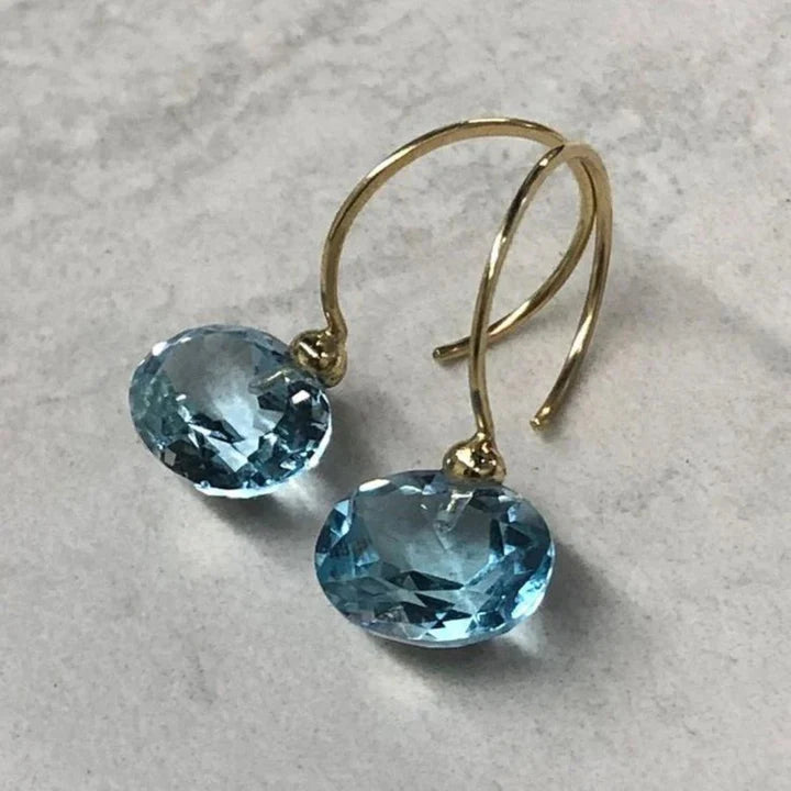 Pendientes Cristales Azules Colgantes Vintage