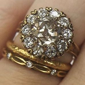 Set Anillo Redondo Brillante Dorado Vintage