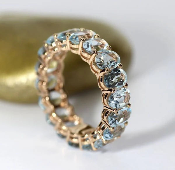 Anillo Cristalino Azulado Vintage