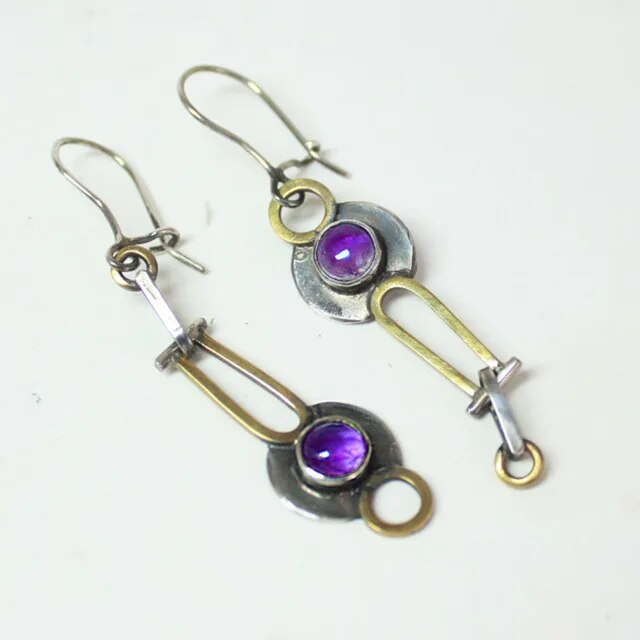Pendientes Morados Mecánicos Vintage