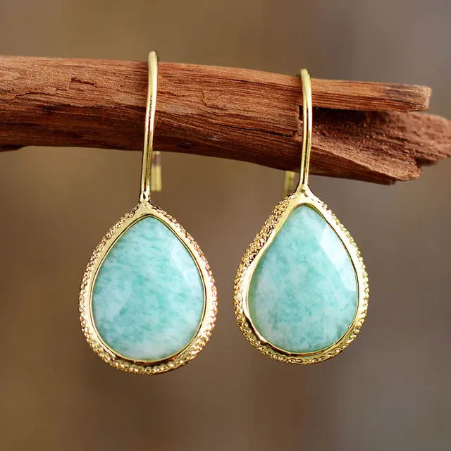 Pendientes Gota Piedra Azul Vintage