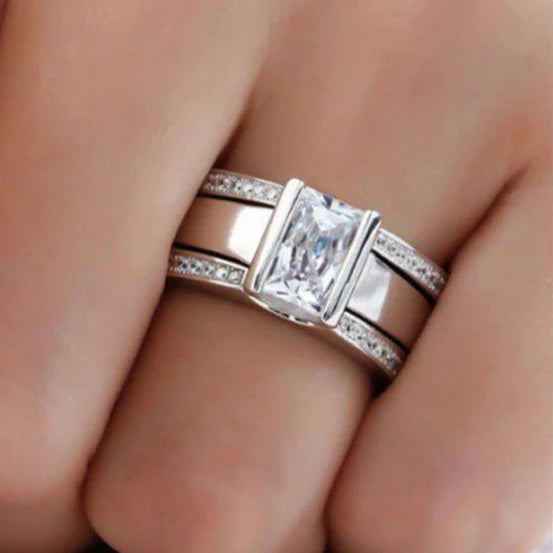 Anillo Cristal en Oro y Plata Vintage
