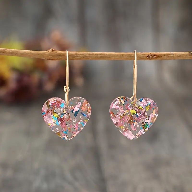 Pendientes Corazones Rosado Vintage
