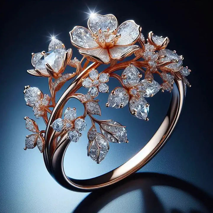 Anillo Cristalino Floral Vintage