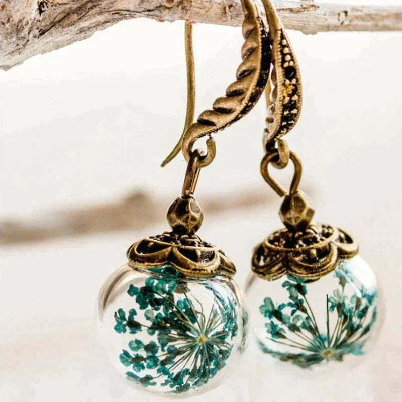 Pendientes Colgantes Exóticos en Oro Antiguo