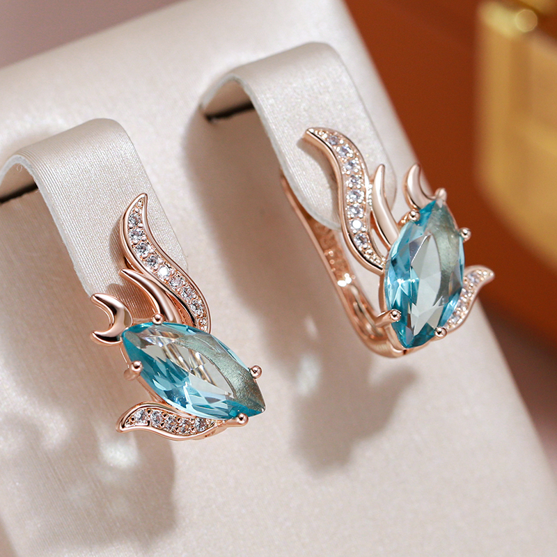 Pendientes Elegantes con Cristal Turquesa en Oro