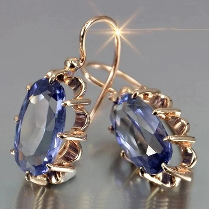 Pendientes de Cristal Azul Dorados