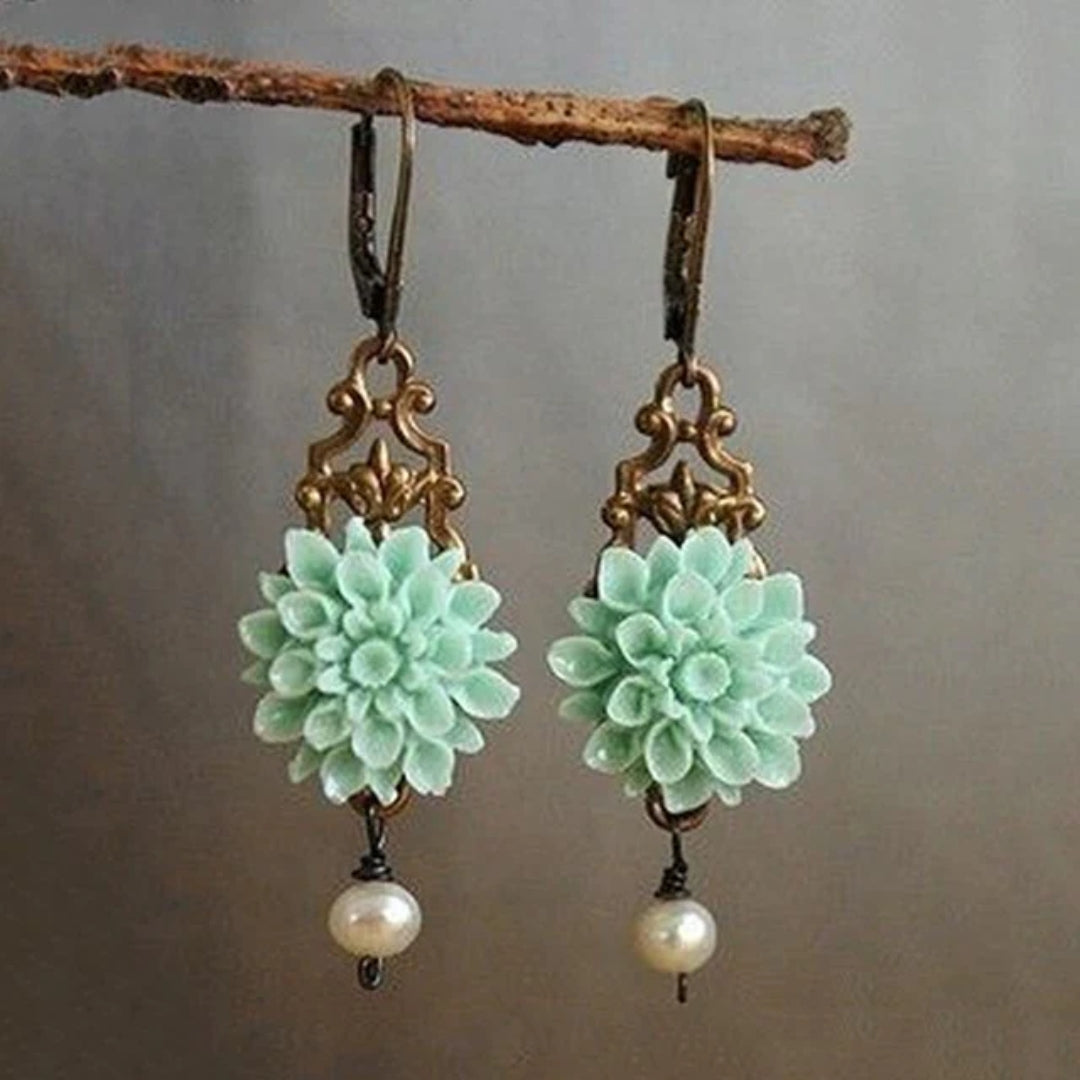 Pendientes Boho Turquesa y Perlas