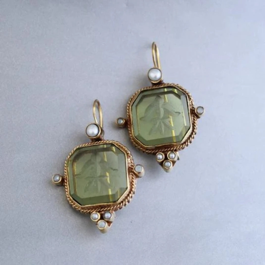 Aretes Cristal Verde Vintage