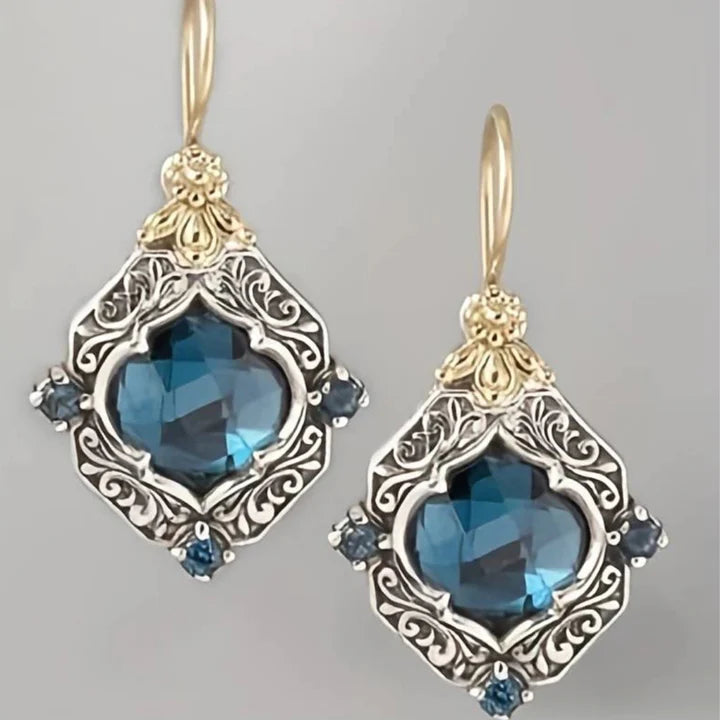 Pendientes Cristal Azul Vintage