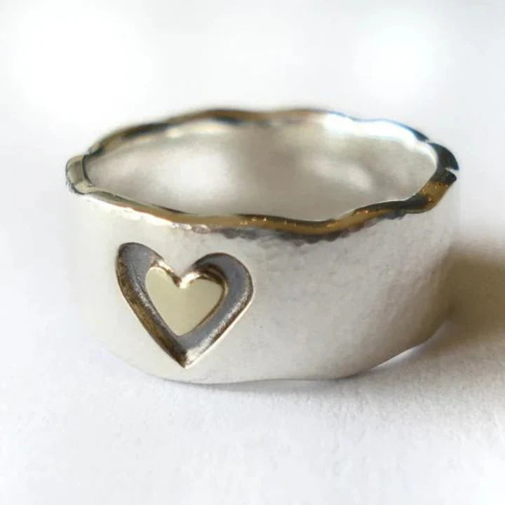 Anillo Oro y Plata Corazón