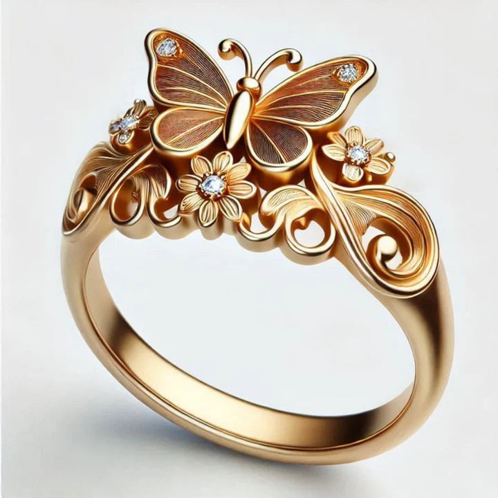 Anillo Exótico Mariposa en Oro