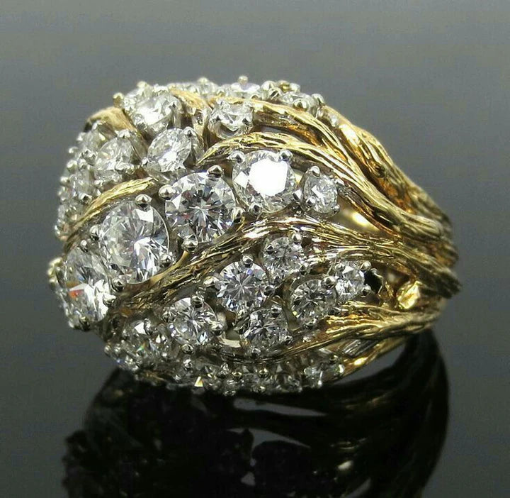 Anillo Ondulado Exquisito Brillante Vintage