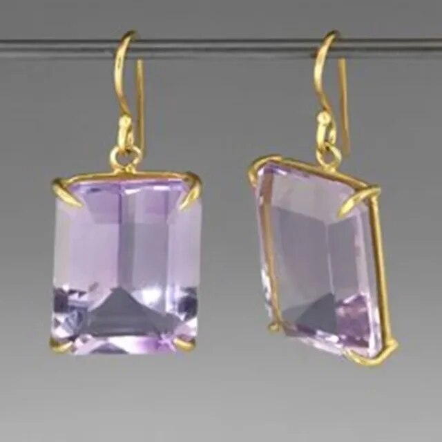 Pendientes Cristal Morado Cúbico Vintage