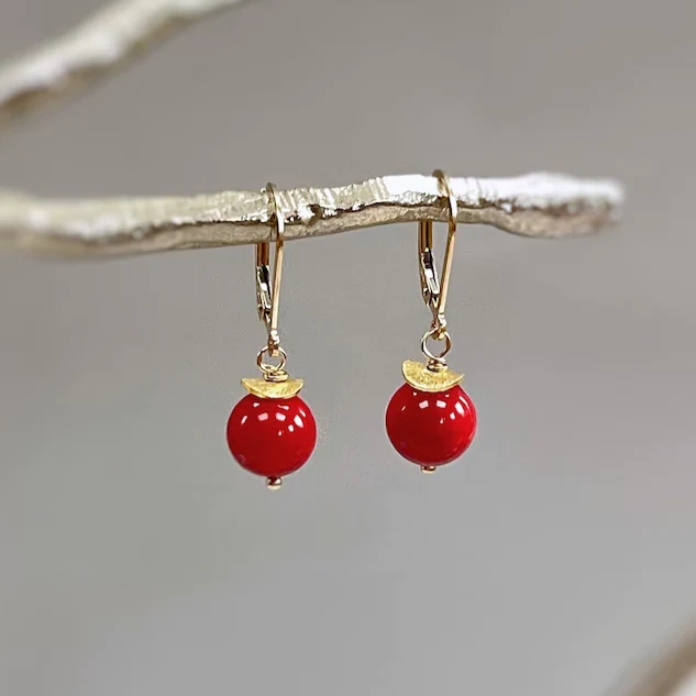 Pendientes Colgantes Cereza Roja Elegantes