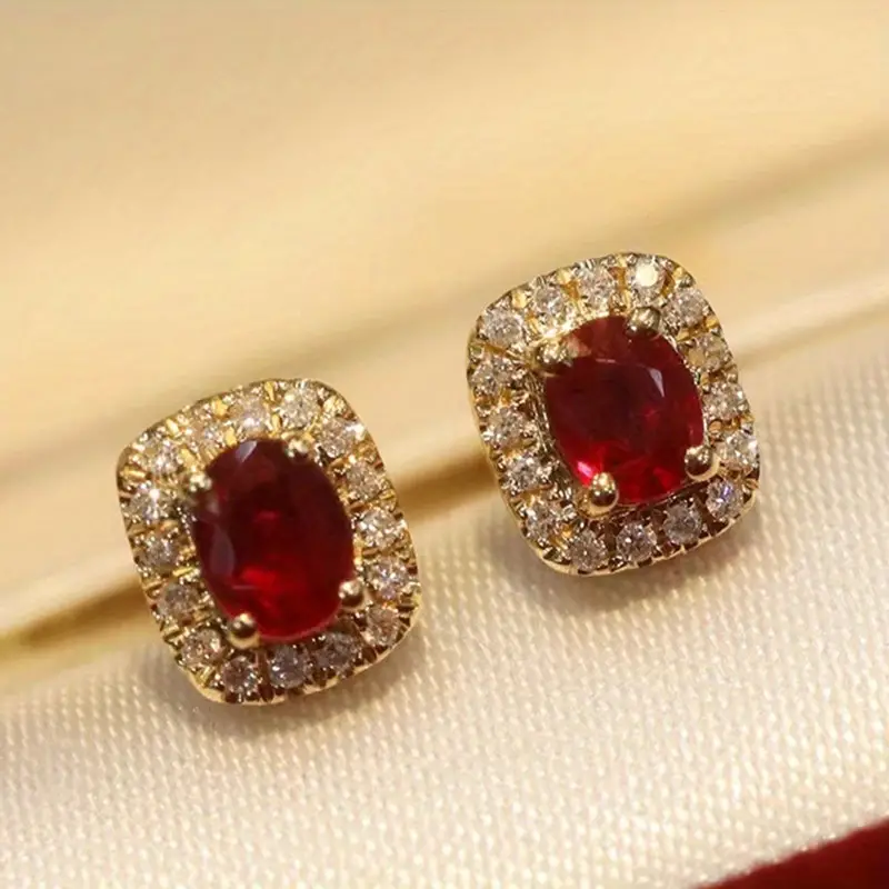 Pendientes Rojos Vintage en Oro