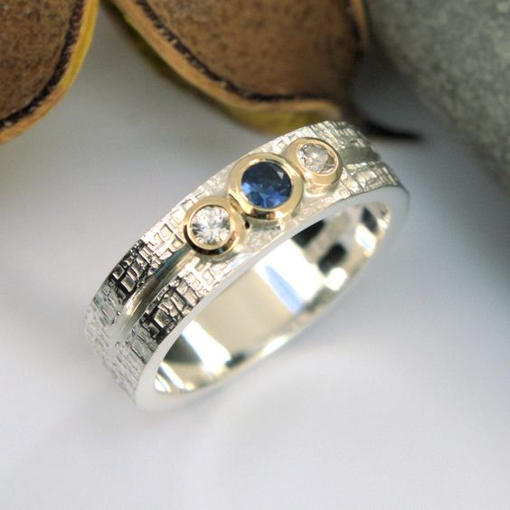 Anillo Azul y Blanco Vintage