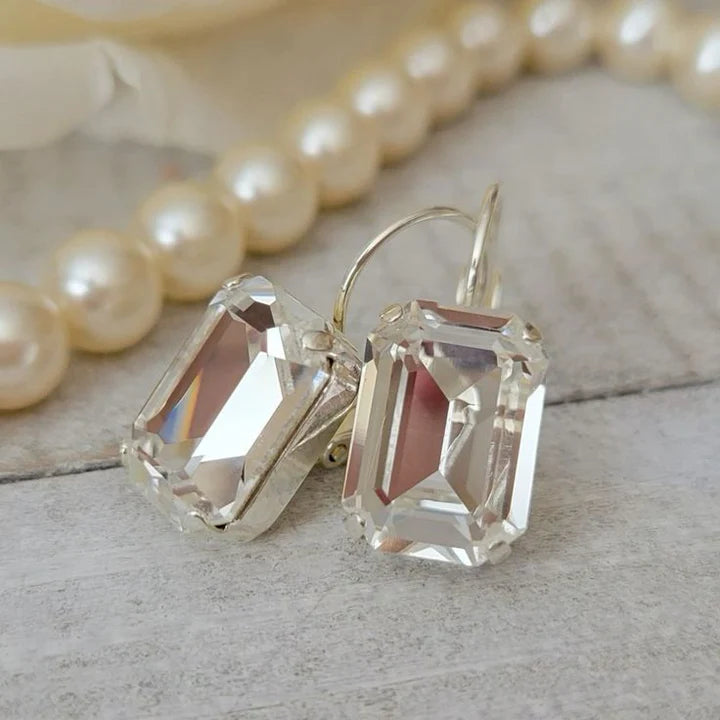 Aretes Cristal Blanco Vintage