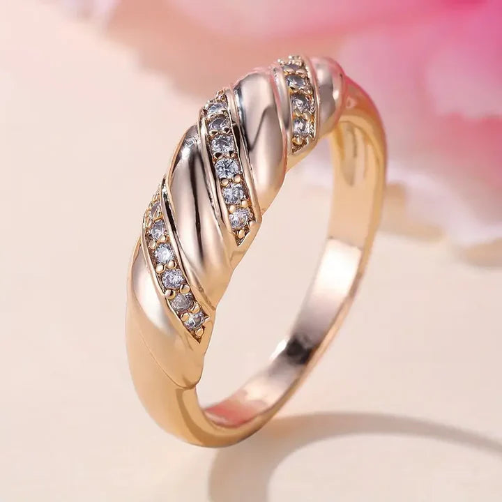 Anillo Trenzado Rosado Brillante