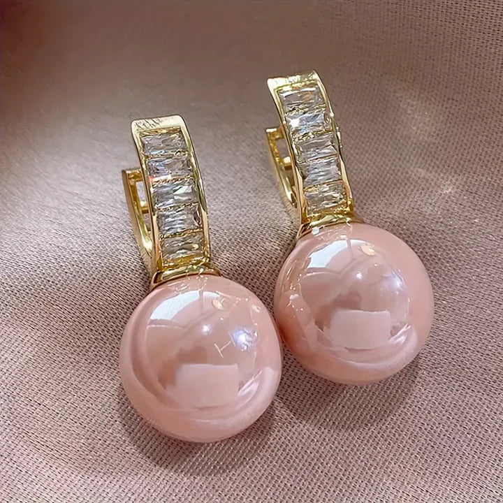 Pendientes Perlas Rosadas Doradas