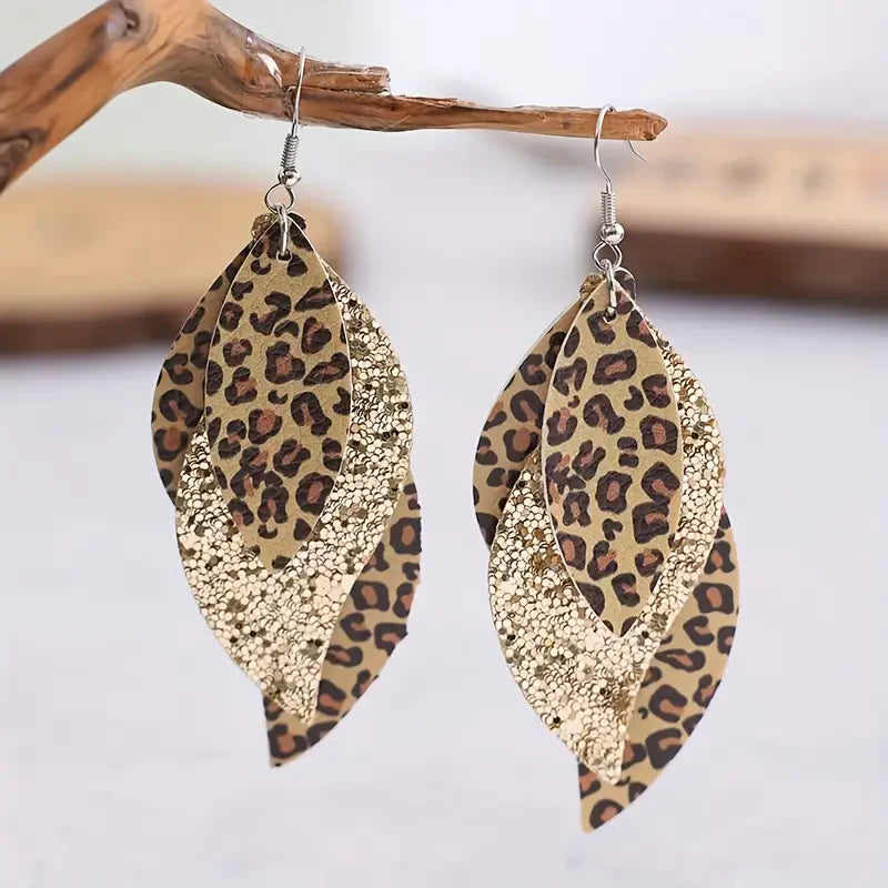 Pendientes Hoja Leopardo Vintage