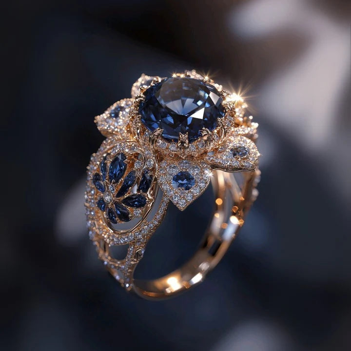 Anillo Brillo Azul Vintage