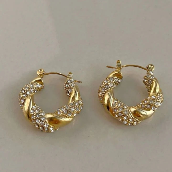 Pendientes Brillantes de Aro Dorado