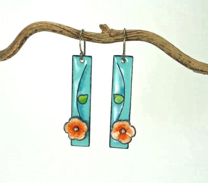 Pendientes de Esmalte Floral