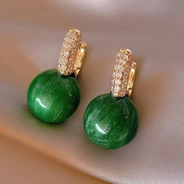 Pendientes de Perlas Verdes Elegantes