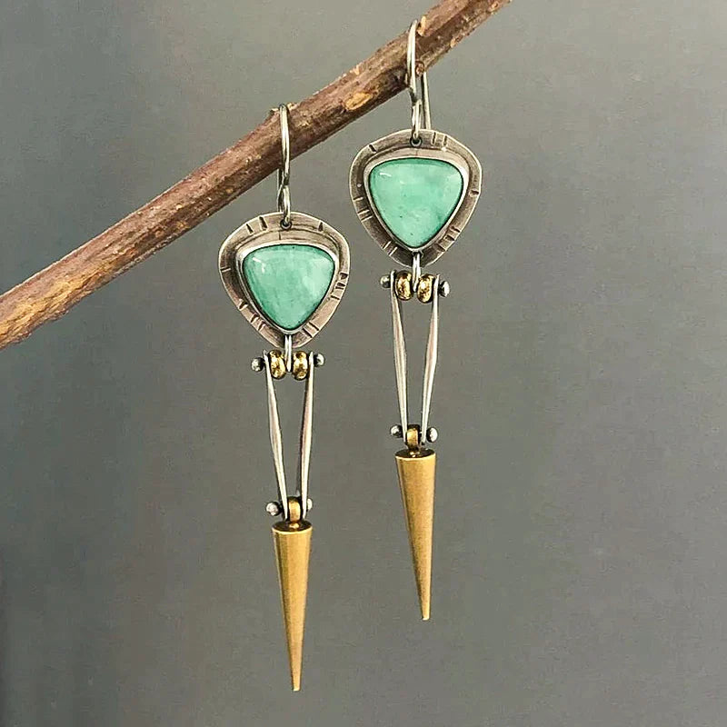 Pendientes Boho Étnicos de Resina Verde