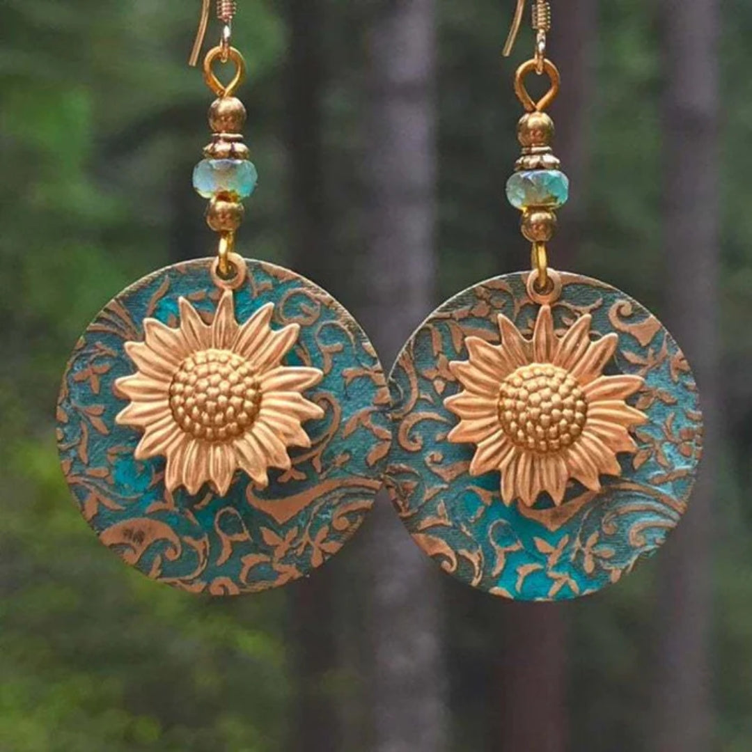 Pendientes Redondos Vintage de Girasol