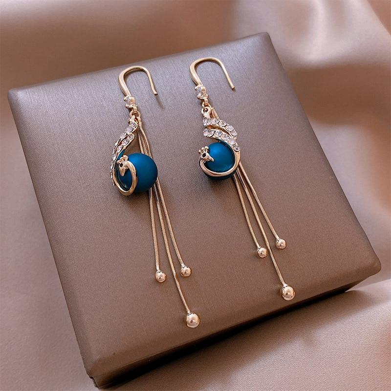 Pendientes Festivos con Perlas Azules