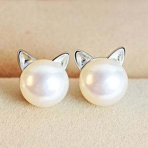 Pendientes Gatitos con Perlitas Cultivadas y Plata