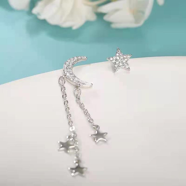 Pendientes Luna y Estrellas en Plata 925