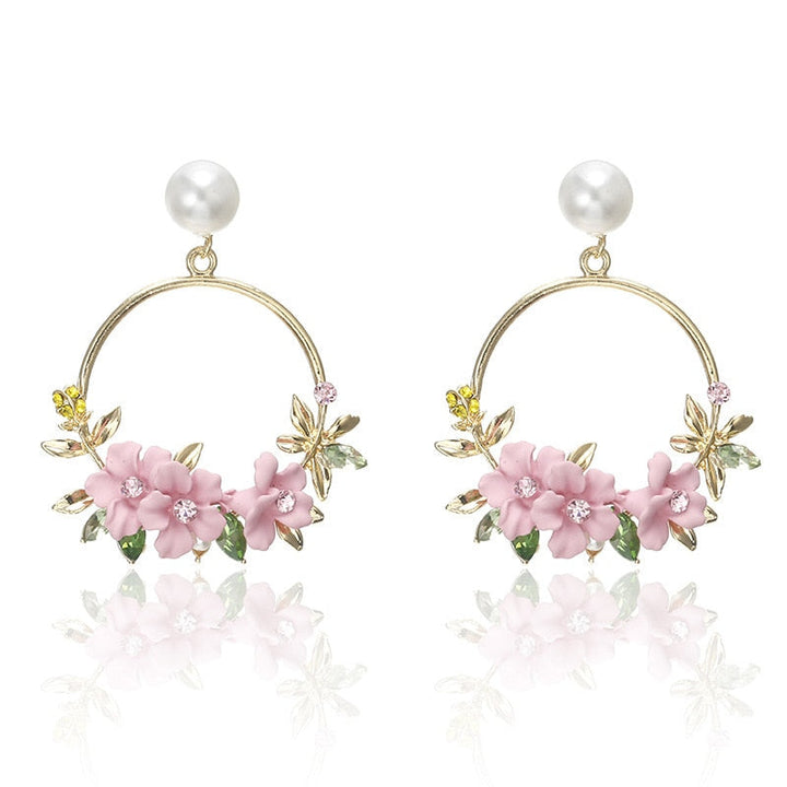 Pendientes de Flores y Perlas en Oro