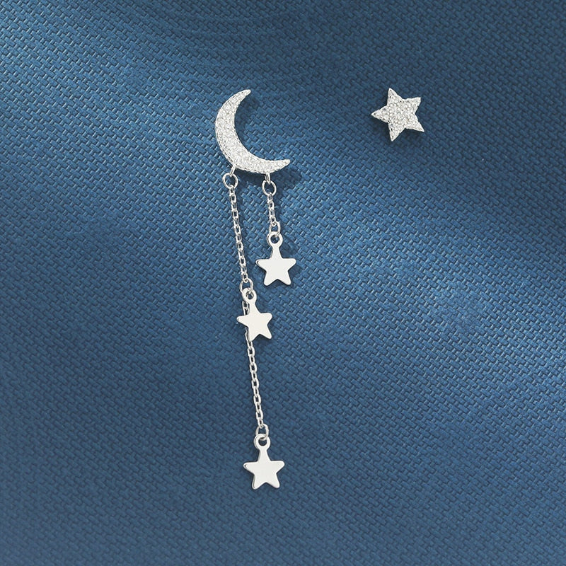 Pendientes Luna y Estrellas en Plata 925