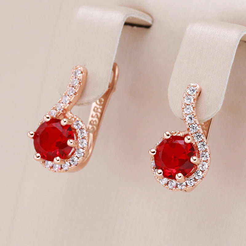 Pendientes Elegantes con Circonio Rojo