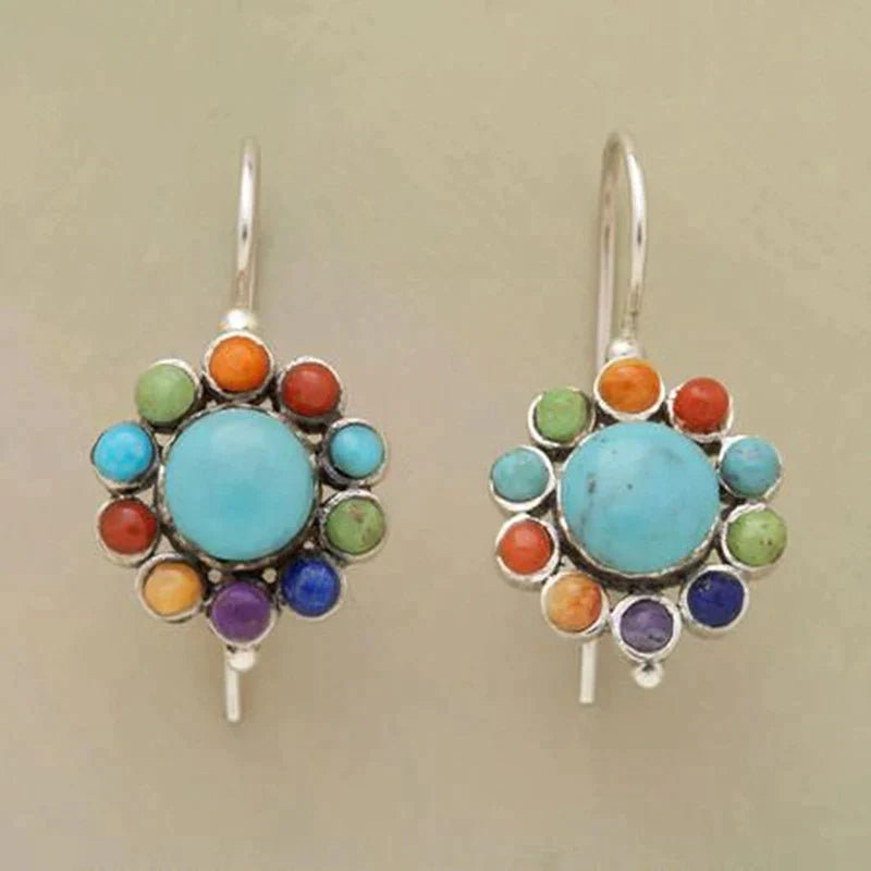 Pendientes Redondos Turquesa Multicolor