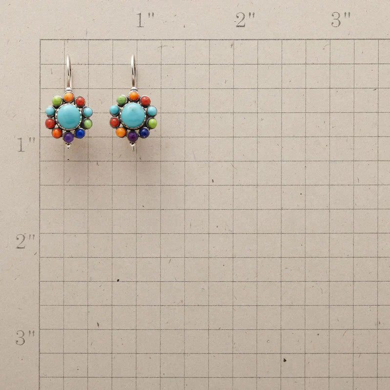 Pendientes Redondos Turquesa Multicolor