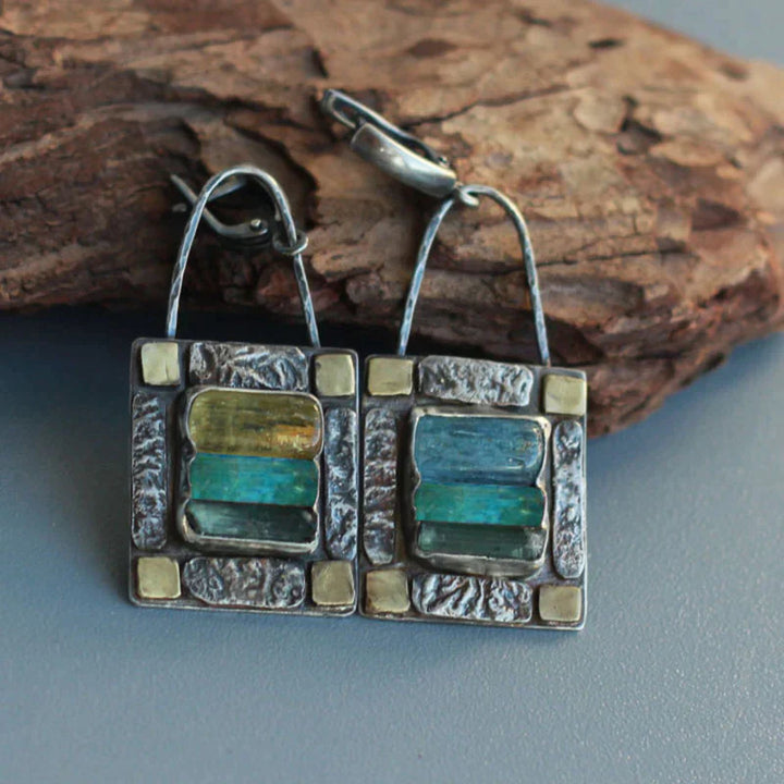 Pendientes Cristal Verde Azul