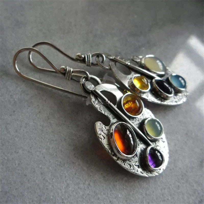 Pendientes Colgantes Piedra Multicolor