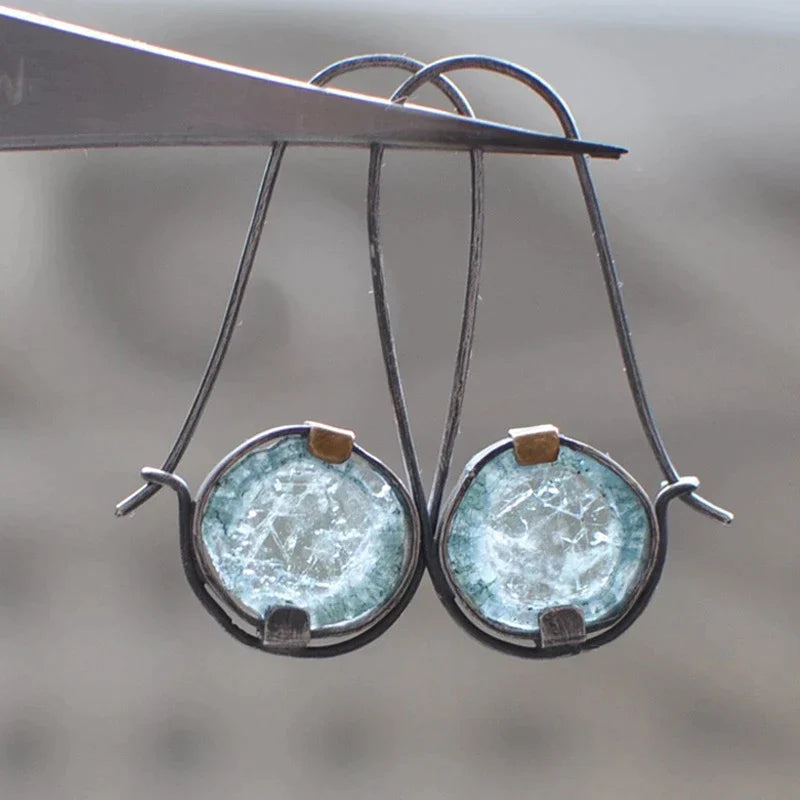 Pendientes Vintage Cristal de Luna en Plata