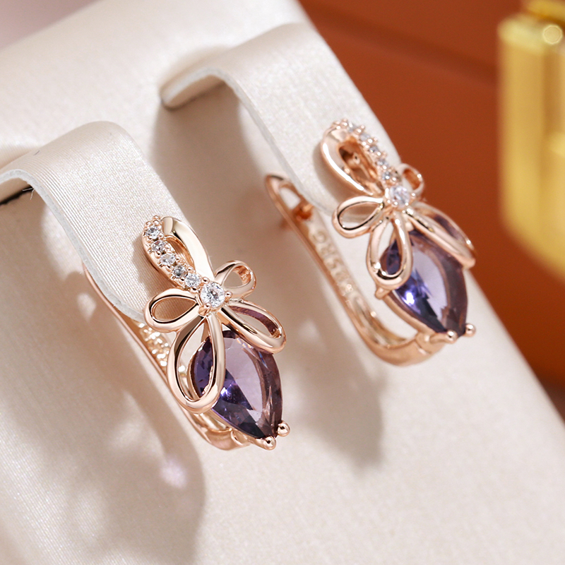 Pendientes Elegantes con Cristal Morado